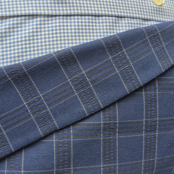 BEN SHERMAN Dark Blue Plaid Polyester Blend Mens Sz 42 R Sport Coat Blazer - Picture 3 of 6